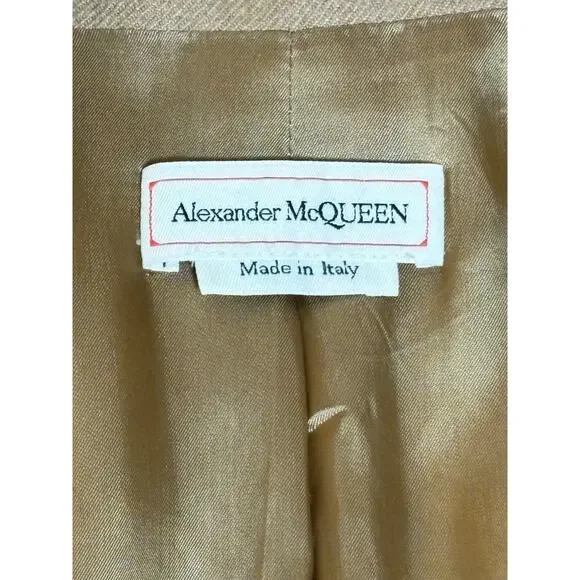 Alexander McQueen $2,450 Camel Hair Peplum Blazer Size XS 38 IT 0-2 US - Picture 6 of 11